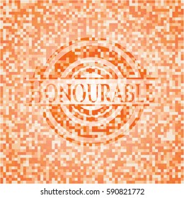 Honourable orange mosaic emblem with background