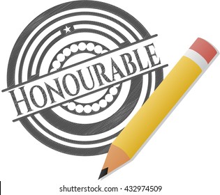 emblema de los trazos de lápiz de honor