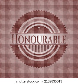 Honourable red geometric badge. Seamless. 