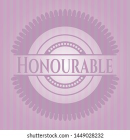 Honourable retro style pink emblem. Vector Illustration. Detailed.
