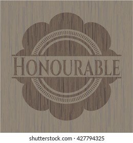 Honourable retro style wood emblem
