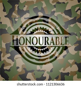 Honourable written on a camouflage texture