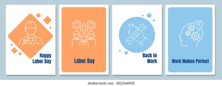 Honouring workers achievement postcards with linear glyph icon set. Greeting card with decorative vector design. Simple style poster with creative lineart illustration. Flyer with holiday wish