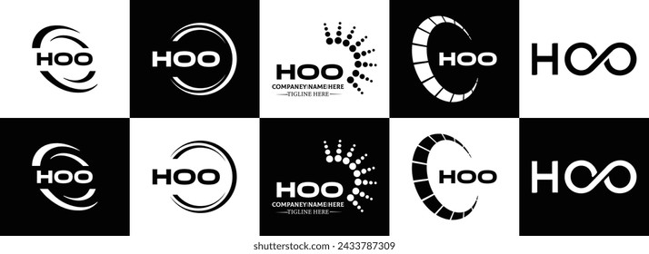HOO logo. H O O design. White HOO letter. HOO, H O O letter logo design. Initial letter HOO linked circle uppercase monogram logo.