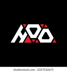 HOO triangle letter logo design with triangle shape. HOO triangle logo design monogram. HOO triangle vector logo template with red color. HOO triangular logo Simple, Elegant, and Luxurious design.