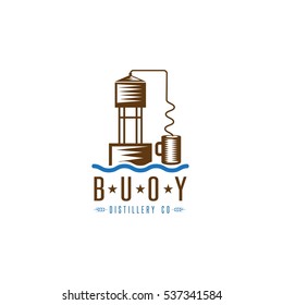 hooch still buoy distillery concept vector design template