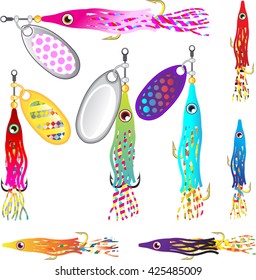 Hoochie Squid Fishing lure Spinners Vectors Trolling lure