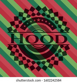 Hood christmas colors style emblem. Vector Illustration. Detailed.
