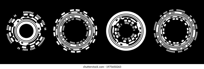 Hood is a futuristic element. Set Circle Abstract Digital Technology UI Futuristic HUD Virtual Interface Sci-Fi Elements Modern User for Graphic Motion