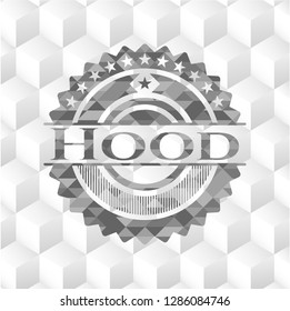 Hood grey badge with geometric cube white background