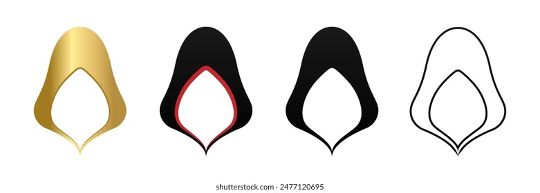 Hood and headdress concealing identity set