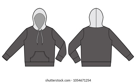 Hood hoodie fashion vector illustration flat sketches template