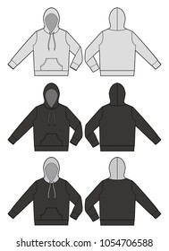 Hood hoodie fashion vector illustration flat sketches template