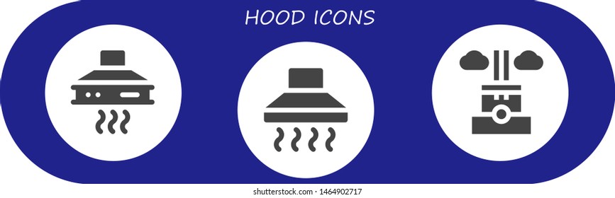 hood icon set. 3 filled hood icons.  Collection Of - Extractor hood, Chimney