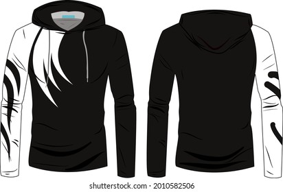 hood jacket coat template. sweatshirt casual clothes with cotton and  Long sleeve for sports walking.  Fashion technical sketch hoodie with Track front and back view.