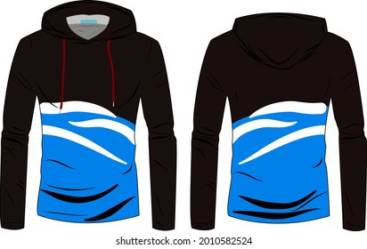 hood jacket coat template. sweatshirt casual clothes with cotton and  Long sleeve for sports walking.  Fashion technical sketch hoodie with Track front and back view.