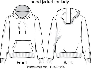 hood jacket for lady vector template