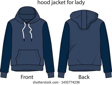 chaqueta capó para plantilla vectorial lady