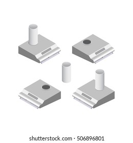 Hood for the kitchen Isometric Vector Illustration Created For Mobile, Web, Decor, Print Products, Application on white background