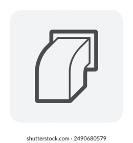 Hood wall vent cap vector icon. Square pipe galvanized steel sheet for ductwork by install end exhaust pipe from kitchen or factory on side wall exterior in ventilation system.