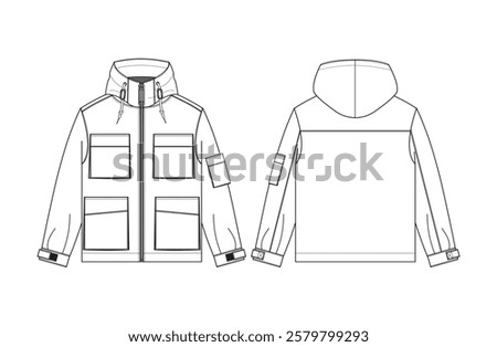 hooded 4 pocket jacket coat army coat