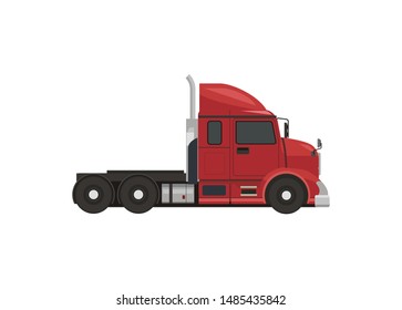 Hooded container truck head simple illustration, side view