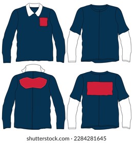 Hooded Crop Top fashion flat sketch template. Technical Fashion Illustration. T-shirt