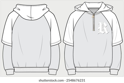 HAUBENARZT ÄRMELN SWEATSHIRT MIT HALBEN REISSVERSCHLUSS UND TYPO DETAIL FÜR FRAUEN UND JUGENDLICHE MÄDCHEN IN VEKTORGRAFIK DATEI