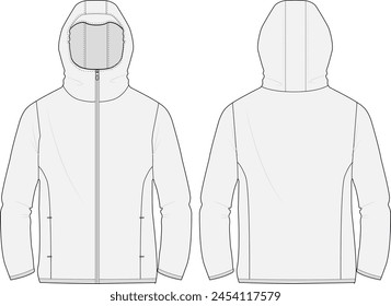 Hooded Full Zip Technical Jacket Performance Wear  