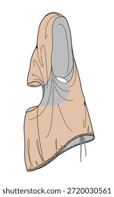 Ilustración técnica de diseño de Vector de Plantilla de maqueta de diadema con capucha.