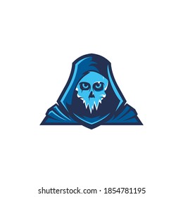 hooded ice skull gaming team mascot vector illustration