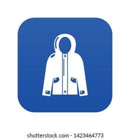 Hooded jacket icon blue vector isolated on white background