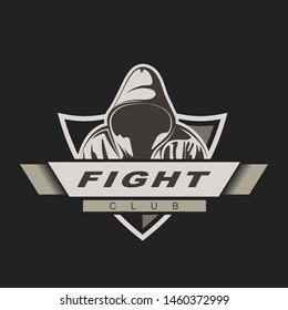 Hooded man. Mix fight logo template. Fight club label. Assassin gaming mascot.