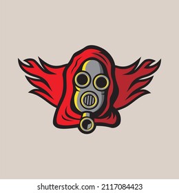 Hooded man with poison mask, suitable for team logo, identity, community or graphic needs etc.