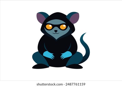 A hooded mouse wearing glasses, exuding a cool and confident vibe, in a vector art illustration.