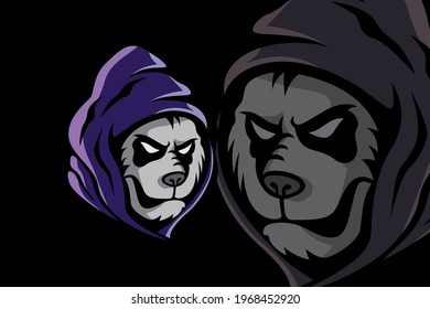 The hooded panda head logo mascot is suitable for esport logos, team logos, brand logos, etc.