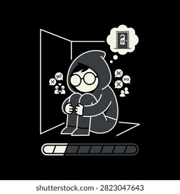 A hooded person sits alone while feeling socially overwhelmed today