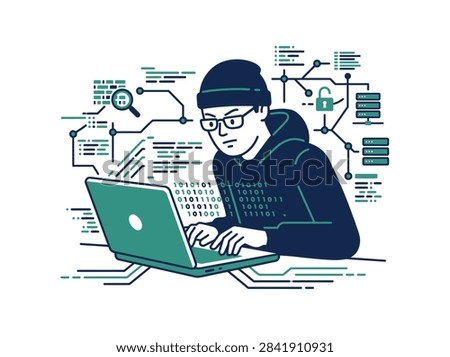 A hooded programmer typing rapidly on a modern laptop computer