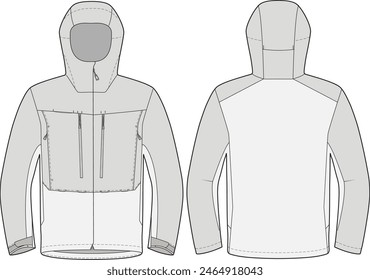 Hooded Rain Jacket Design Vector Template