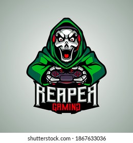 hooded reaper gaming mascot logo