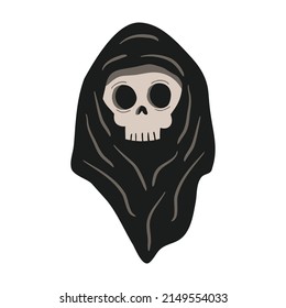 Hooded Skull. Grim Reaper. Vector Illustration On The White Background.