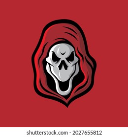 Hooded skull head mascot, suitable for team logos, community logos, identity logos.