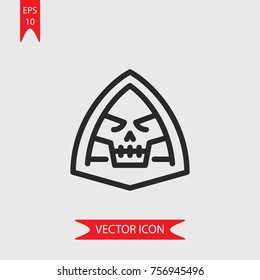 Hooded skull vector icon, illustration symbol