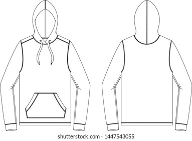 Hooded Sleeve Flat Sketch Stock Vector (Royalty Free) 1447543055