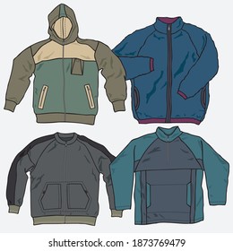 Hooded sports jacket Vector Template