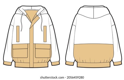 Hooded sports jacket vector template