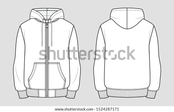 Hooded Sweat Jacket Zipper Mockup Template Stock Vector (Royalty Free ...