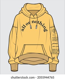 HOODED SWEAT TOP WITH PRINT FOR UNISEX IN EDITABLE VECTOR FILE