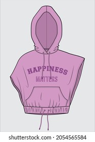 HOODED SWEAT TOP WITH TEXT GRAPHIC DETAIL IN VECTOR FILE