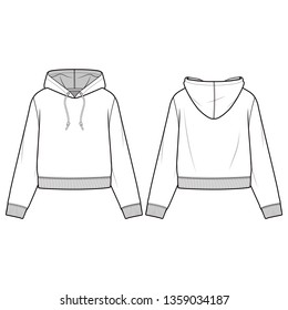 Hooded Sweatshirt fashion flat sketch template